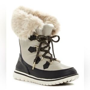 Sorel Metallic Snowdsnce Lace Faux Fur Boots size 8.5